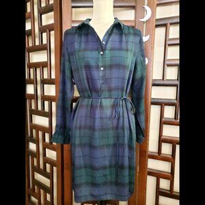 LOFT Green Plaid Dress (Size MP)